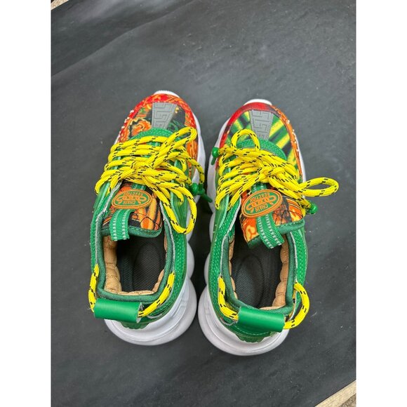 Versace Chain Reaction Sneakers EU37 US7 Multicolor Green Red Yellow - Picture 8 of 10